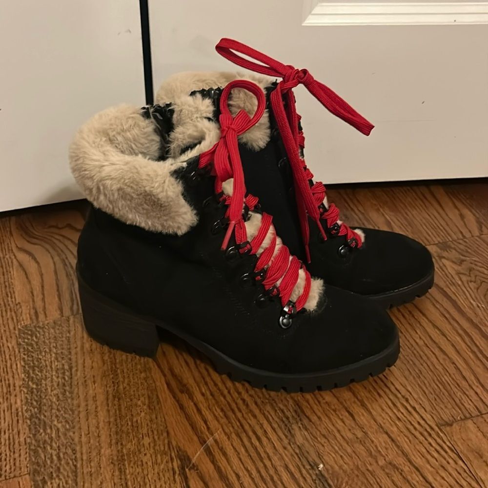 MADDEN GIRL Faux Fur Hiker Combat Boots Size 10